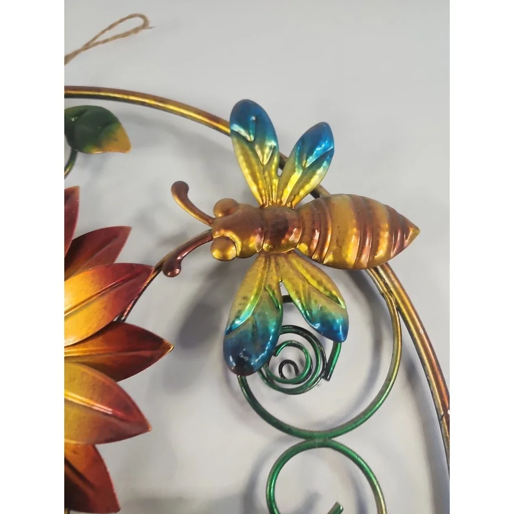 Metal Wall Hanging Welcome Sign Bees And Flowers 15‎ X 15 Inch